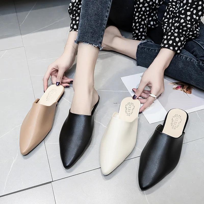 Fashion Woman Mules Shoes Outdoor Women Slippers Female Square Toe Shallow Low-heel Casual Shoes Comfortable Slippers Slides 2025 New