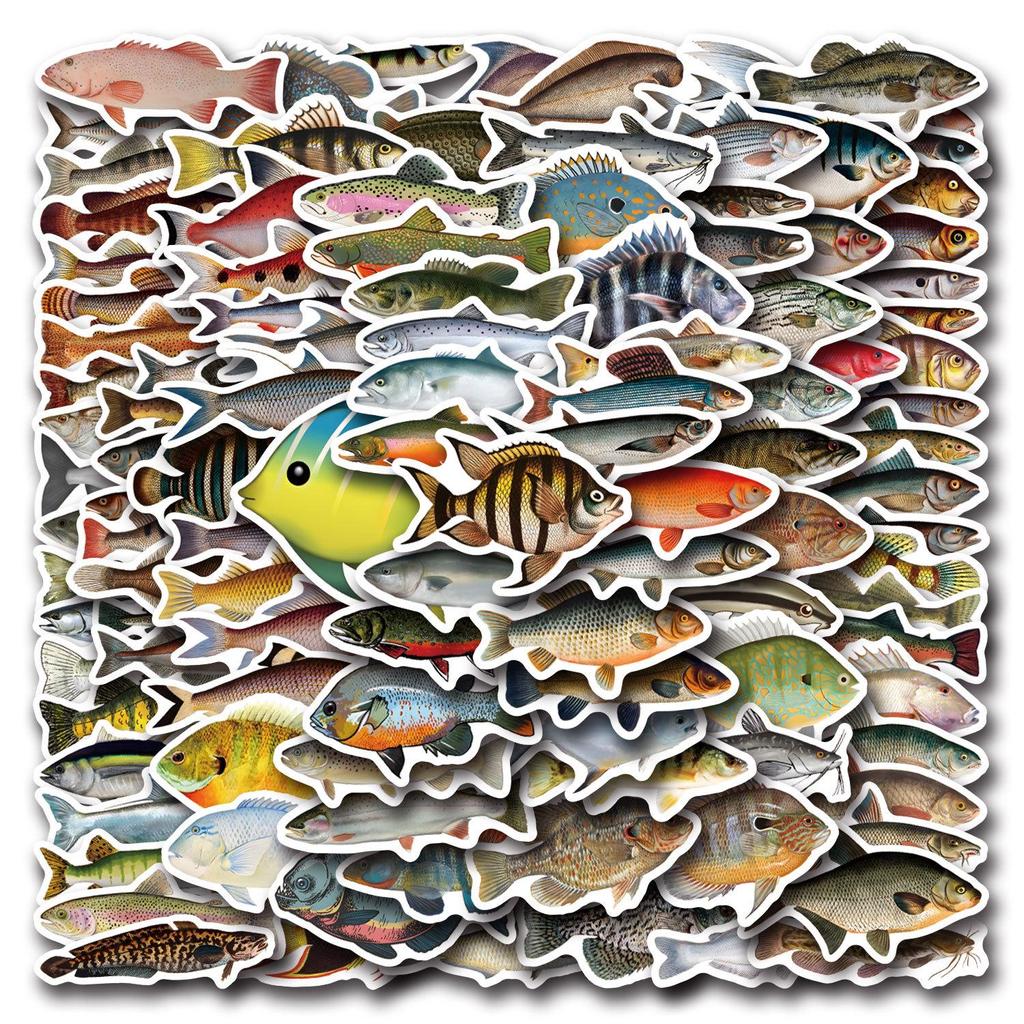 55 Waterproof Cartoon Fish Stickers for Journals, Water Bottles, and Laptops