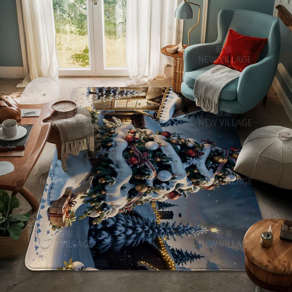 House Entrance Carpet Home Door Mat Living Room Bath Foot Bathroom Non-slip Water Absorption Rugs Bath Merry Christmas Winter