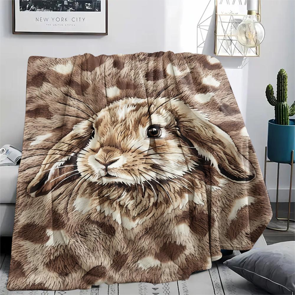 Felt rabbit kitten fox zebra Print Flannel Blanket,High quality Comfortable for All Seasons,Home Decor,Warmth and Comfort,Perfect for Christmas Gifts