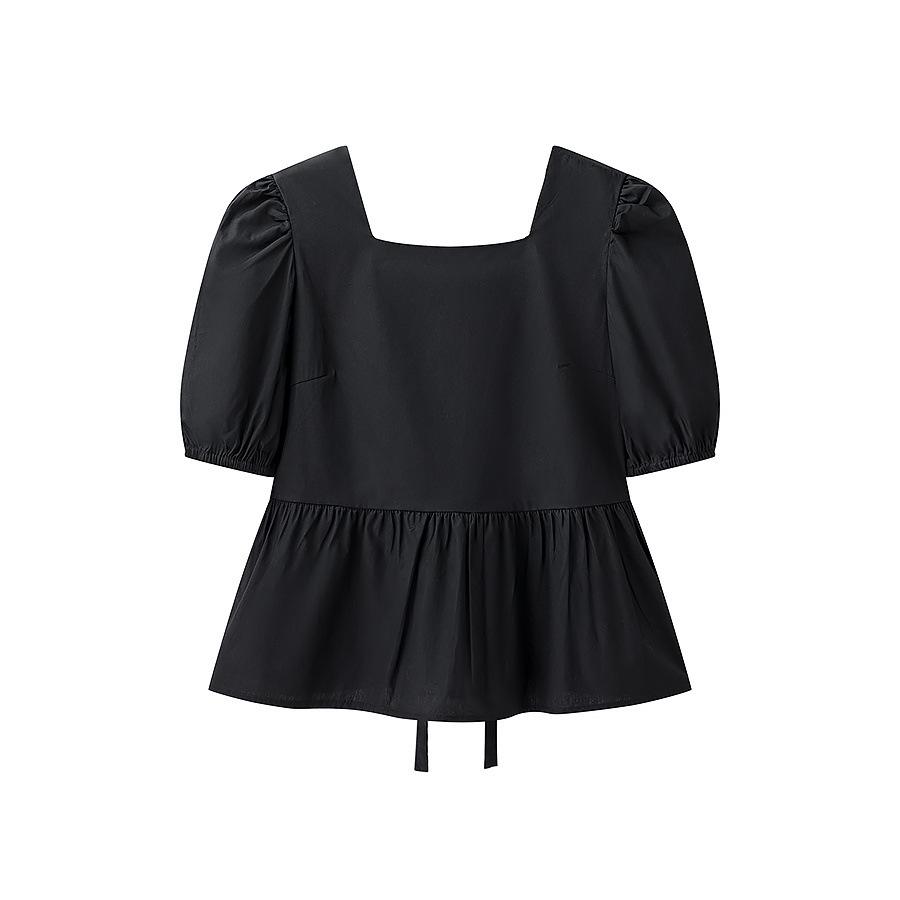 2025 Women's Fashion: European & American Style Square Neck Tie-Up Shirt with a Trendy, Niche Design