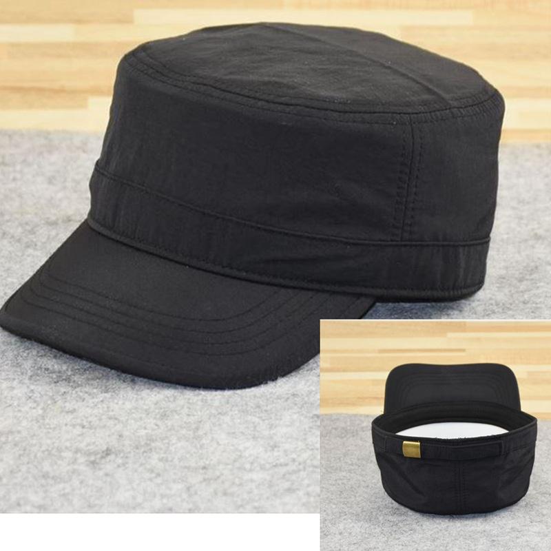 New Flat-top Military Hat Fabric Sealing Spring and Summer Men's Hat Big Head Circumference Men's Hat One Piece