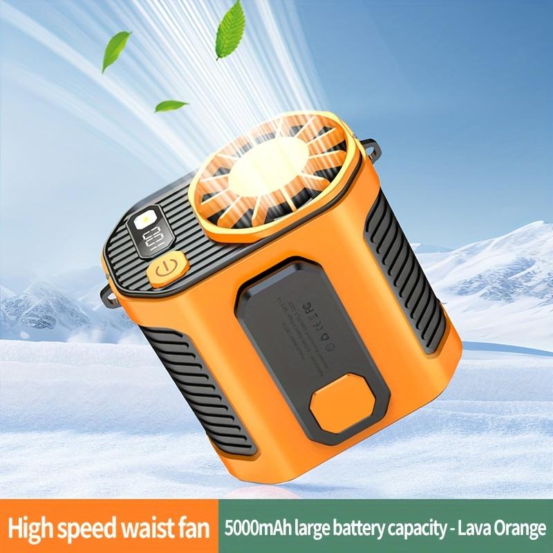 Portable Waist Clip Fan Super Long Standby Built-in Flashlight Rechargeable Battery Powered Fan For Work, Hiking, Fishing, Night Fishing, Camping