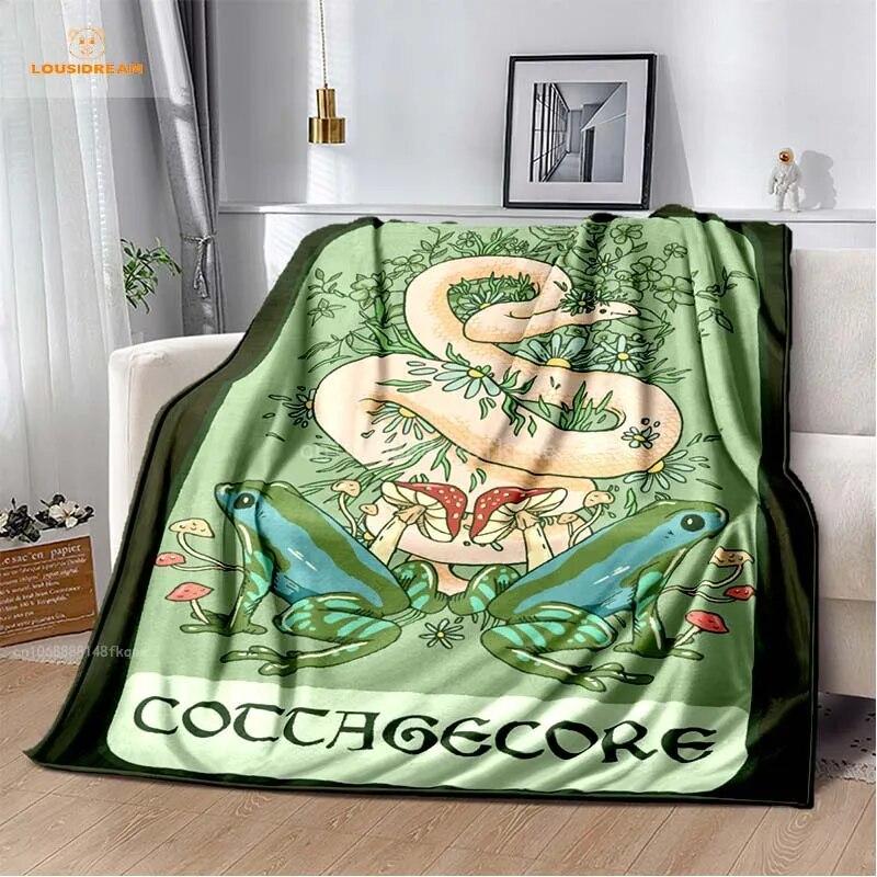 Anime Green Frog Designová deka s velkými očima Měkká přehoz přes postel Plážový teplý cestovní povlak pro děti Chlapci Dívky Dárek