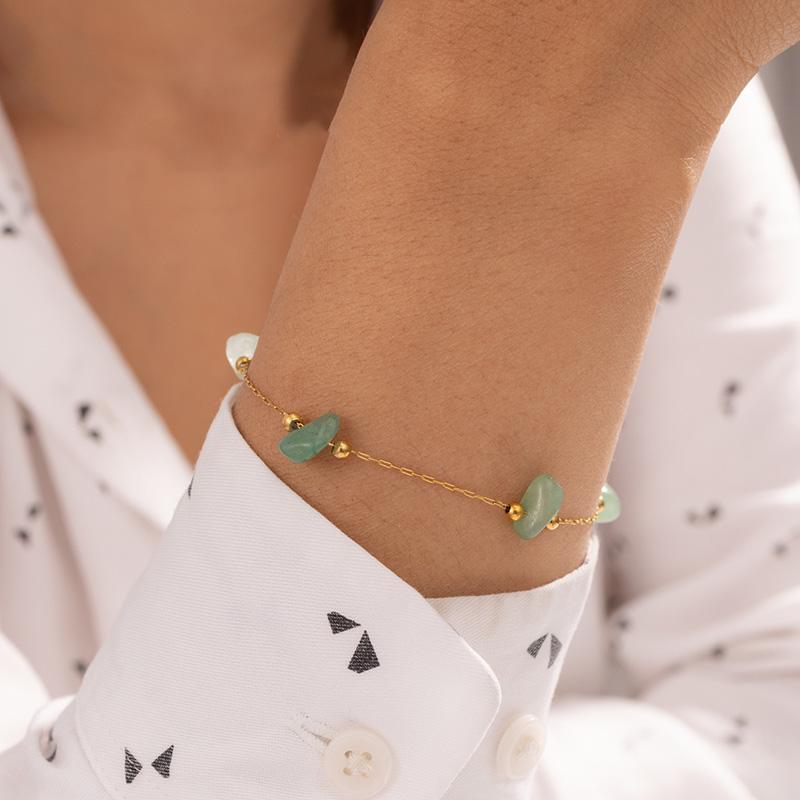 

Ожерелья Браслеты из нержавеющей стали 316L с разноцветными камнями Foxanry Модные Простые Водонепроницаемые Вечерние Ювелирные Изделия Подарки EL0064 зелёный