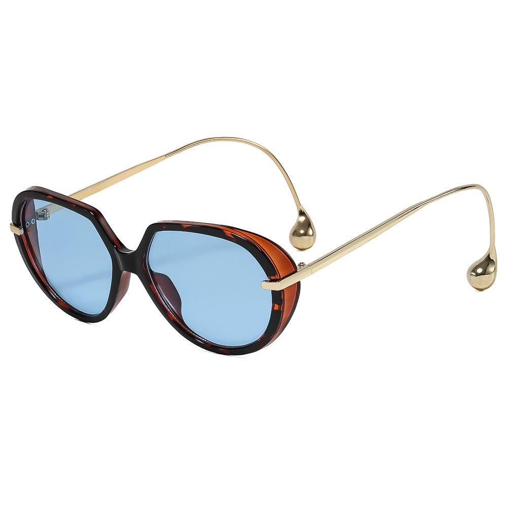 European and American personalized pilot steel ball earrings women's sunglasses advanced sense large frame sunglasses s