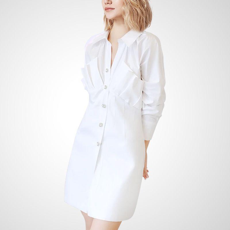 

Accessible Luxury Cold Style Stylish Dress White Shirt White S