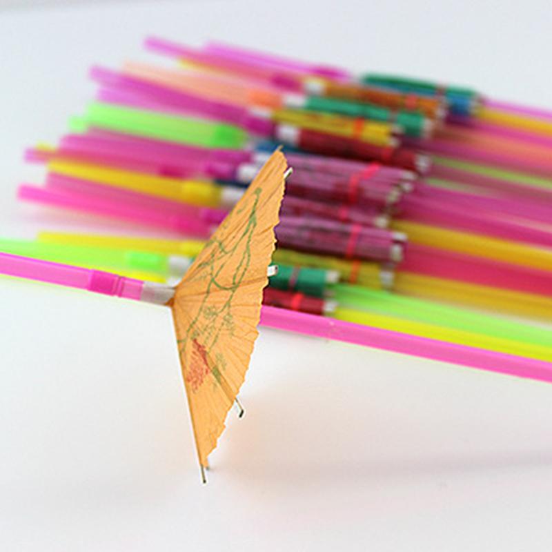 20/50PCS Creative Assorted Color Umbrella Decorative Straws Random Mix Color Disposable Beverage Straw Festival Party Supply ZYF