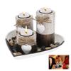 3Pcs Heart Candlestick Wooden Tea Light Holder with Heart Tray and Stone Decorative Tea Light Candle Holders for Home Decoration
