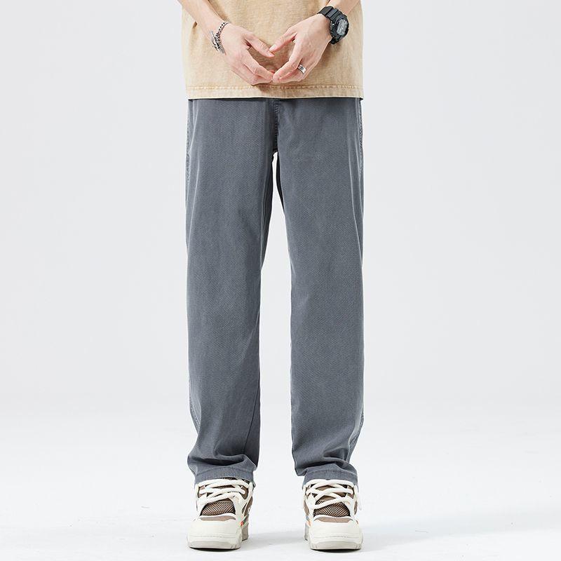 

Men s Elastic Waist Casual Wide Pants Summer Lyocell Soft Breathable Straight Trousers XXXXXL сірий