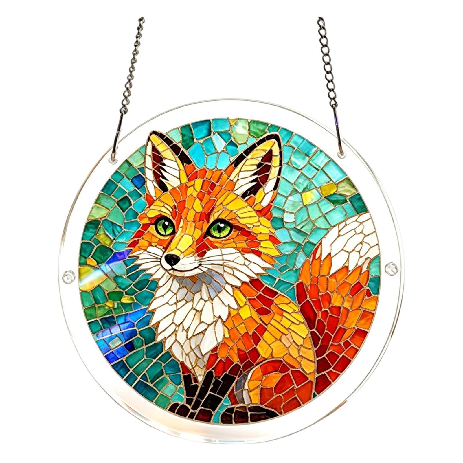 

Acrylic Wind Chime Hanging Ornament Sun Catcher Decorative Gift Item Round Panel with Floral Pattern for Indoor Outdoor Use One Size