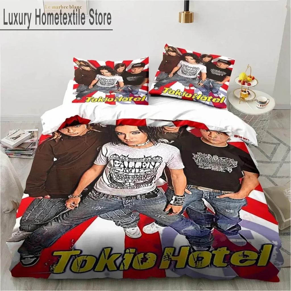 3D Tisk Tokio Hotel Ložní souprava Chlapci Dívky Jednolůžko Queen King Size Povlak na přikrývku Povlak na polštář Postel chlapci Dospělí Domácí textil