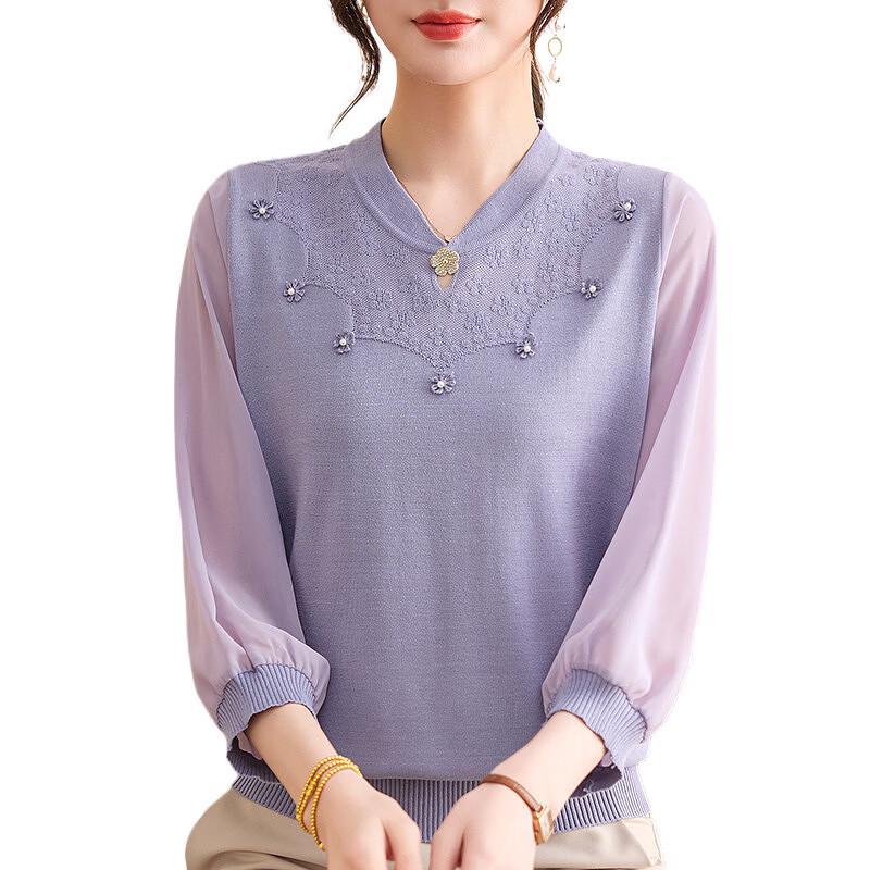 Hodo Chic Cheongsam Collar Seven-Sleeve Knitted Top