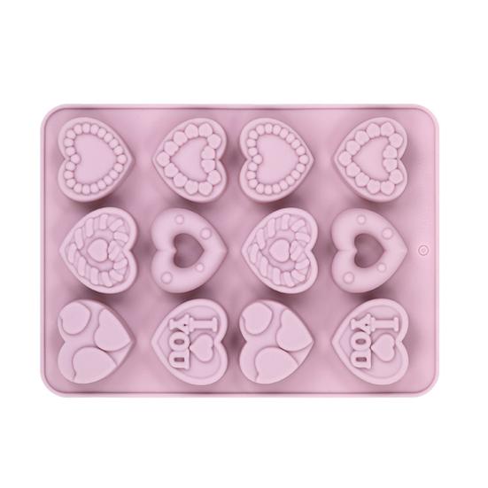 Eiswürfelform Silikon Lebensmittelqualität BPA-frei Flexibel Antihaft-Süßigkeiten Schokolade Kekse Form 9 Fächer Herz Muster Backform