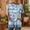 Top casual de manga corta con estampado floral para mujer