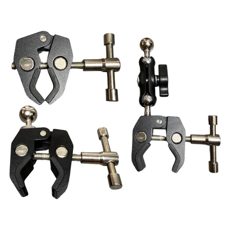 Aluminum Clamp With Double Ball Head Clamp 1/4inch Threaded Video Mount for Action Camera Monitor LED Light Accessories