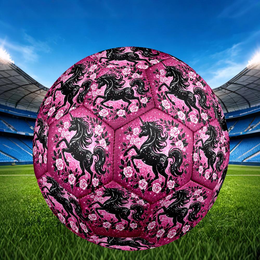 1 Stück Einhorn Funkeln Garten Thema Fußball, Größe 5, Leichtes PVC, Outdoor Trainingsfußball, Geschenk c6513