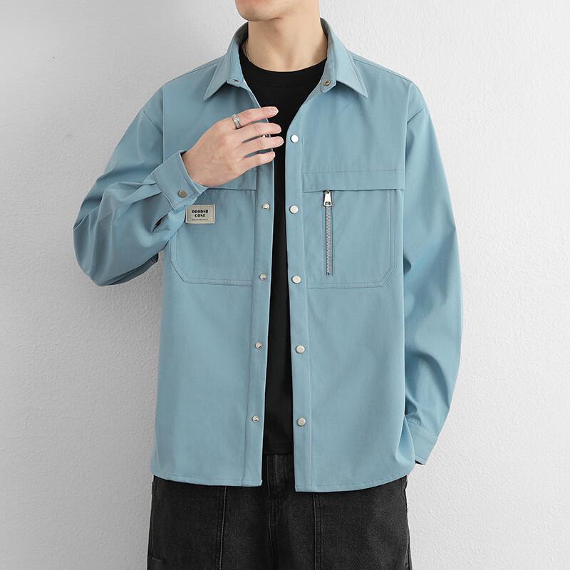 Men's Casual Long Sleeve Zipper Work Shirt Jacket