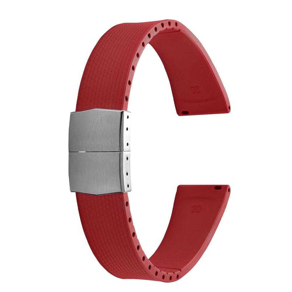 20mm Delugs CTS FKM Gummi Uhrenarmbänder mit 4 Farben Schmetterlingsschließe Einzigartige Textur Schnellverschluss Uhrenarmband für Markenuhr