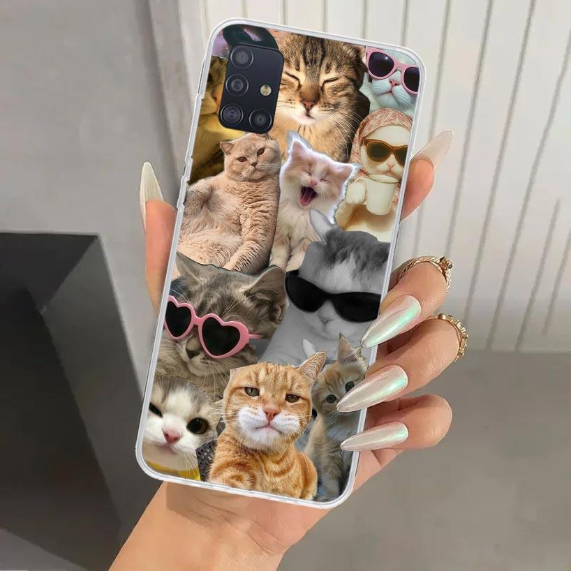 Crying Cat Memes Phone Case for Samsung Galaxy A52 A32 A22 A12 A02S A50S A30S A10S Note 20 Ultra 10 Plus S10 A31 A20 A71 A72 Gal