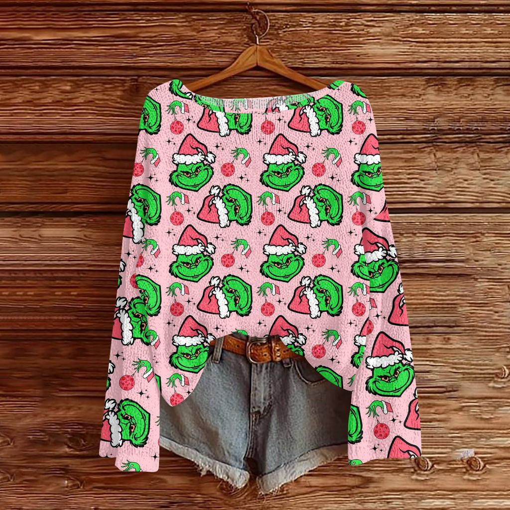 Christmas Sweatshirts For Women Knit Sweater Cute Shirt Fall Crewneck Pullover Tops