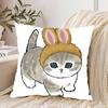 Hand Drawn Cute Cat Pillow Case Pattern Printed Pillowcase For Living Room Sofa Cushion Cover  Bedroom Decor
