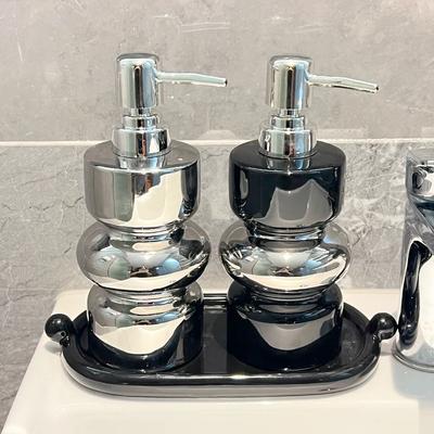 320ml Ceramic Circle Lotion Bottle Creative Press Bottle Shampoo Bath Gel Separate Bottle Bathroom Accessories Cup Dispenser