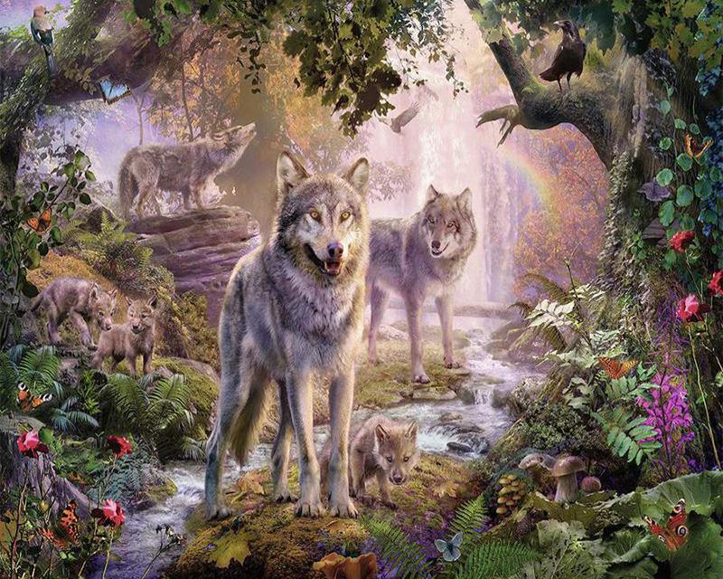 5D DIY Diamond Painting Animal Wolf Full Square/Round Diamond Embroidery Cross Stitch Mosaic Handmade Gift