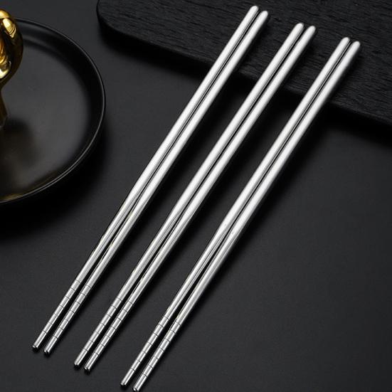 5 Paar Essstäbchen aus Edelstahl, hohe Härte, wiederverwendbar, rutschfest, leicht, Metall-Essstäbchen, hitzebeständig für den Haushalt