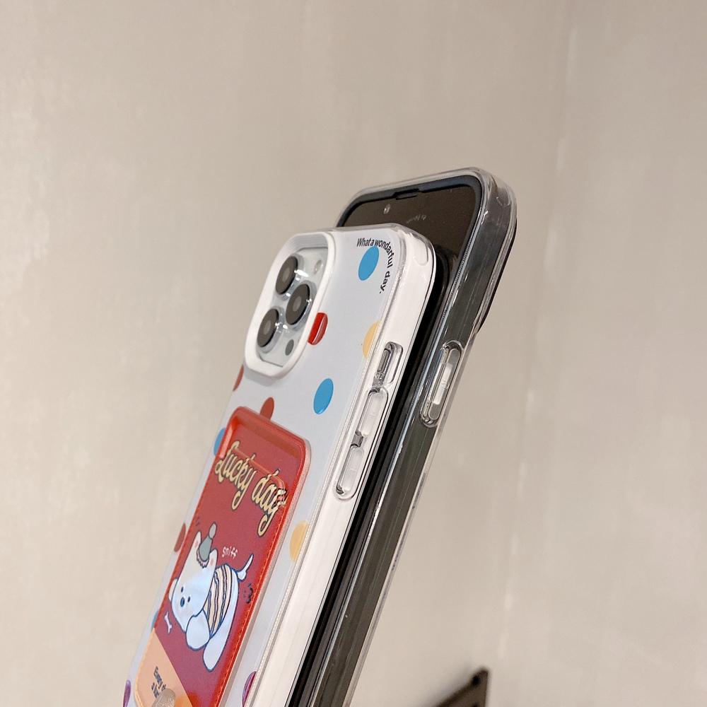 Transparentní pouzdro na telefon 3 v 1 Card Puppy Pattern pro iPhone 15 14 Plus 13 12 11 Pro Max X XS Max SE 7 8
