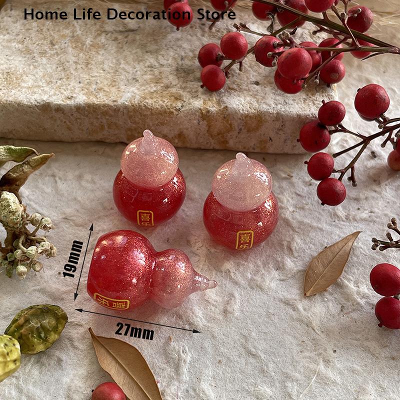 3pcs Creative Miniature Landscape Gourd Peace Joy And Wealth Resin Accessories DIY Pendant Lucky Car Ornament Jewelry Home Decor