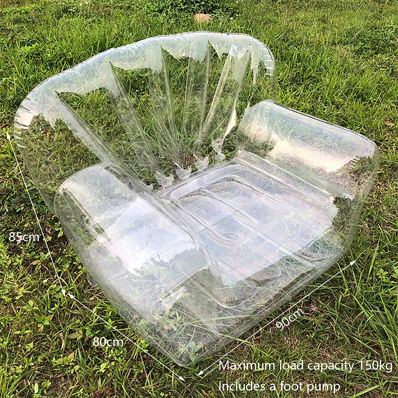 Aufblasbares Transparentes Luftsofa Verdicktes Outdoor Camping Aufblasbares Sofa Erwachsenen Faulenzer Aufblasbarer Stuhl PVC Transparenter Sofahocker