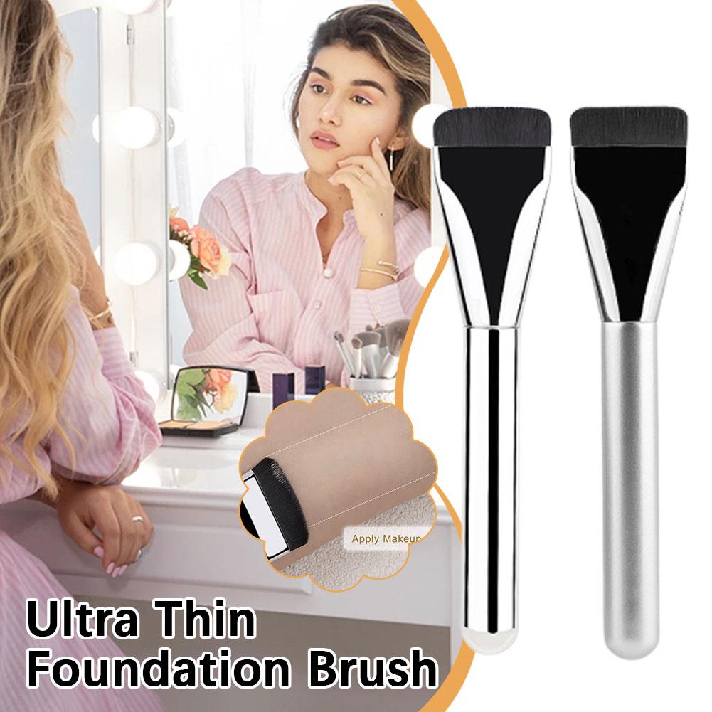 

Straight Foundation Make-up Brush Flat Head Light Concealer Aluminum Tube Wooden Handle Makeup Tools