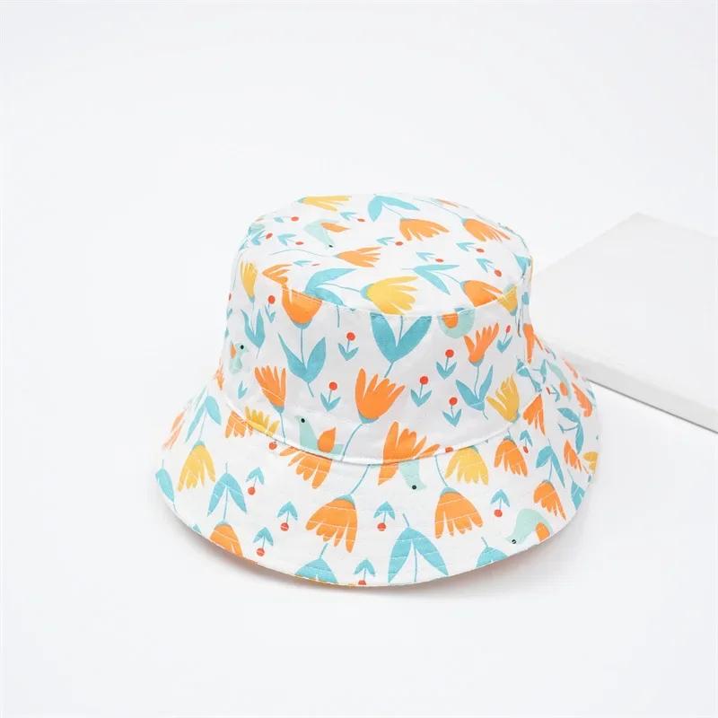 1-12Year Kids Fisherman Hat Pink Print Girl Baby Bucket Hats Cotton Breathable UV Protection Basin Cap Children Sunshade Visors