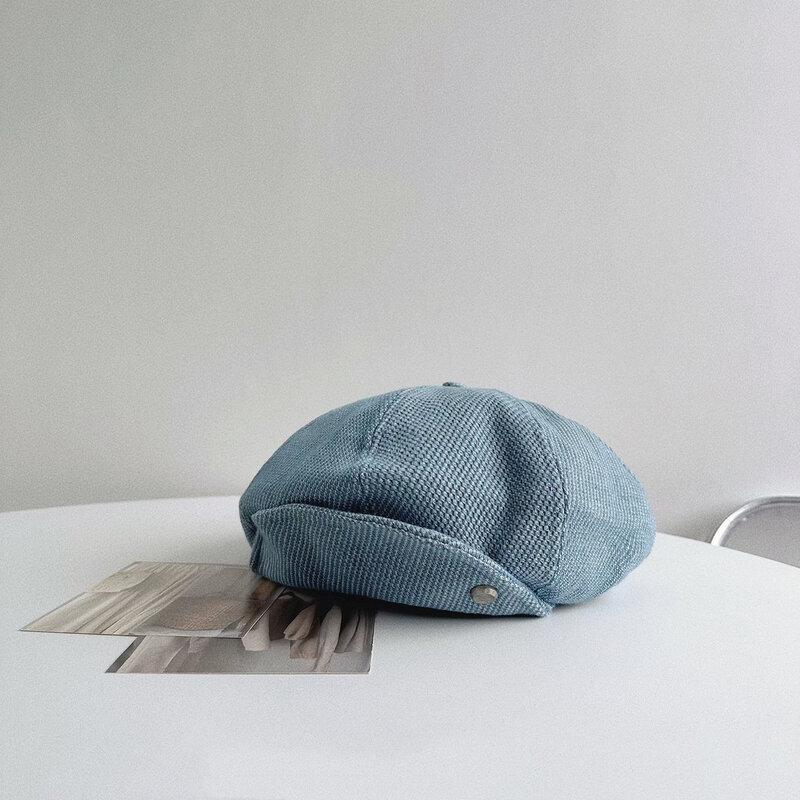 Женская восьмиугольная джинсовая синяя беретка M (56-58cm)