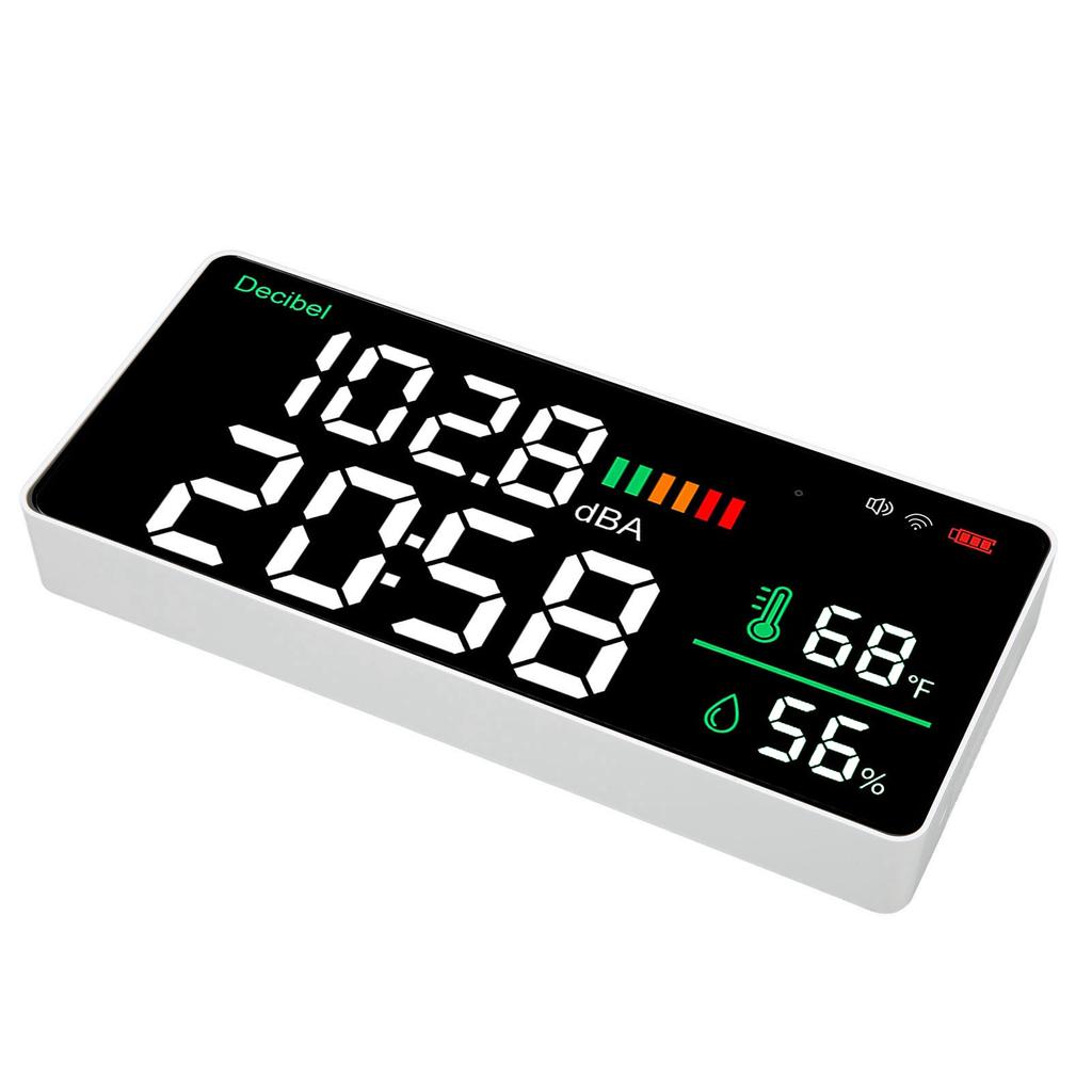 LED Decibel Meter 2.4G WiFi Wall Mounted 11 Inch LED Temperature Humidity Time Display Sound Level Meter for Tuya