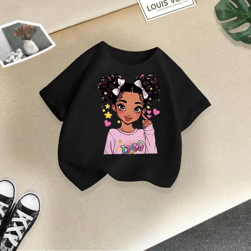 New Children Cute Girl Cartoon Printed T-shirt Girls Short Sleeve New Fashion Summer Children's Wear Creative Clothing