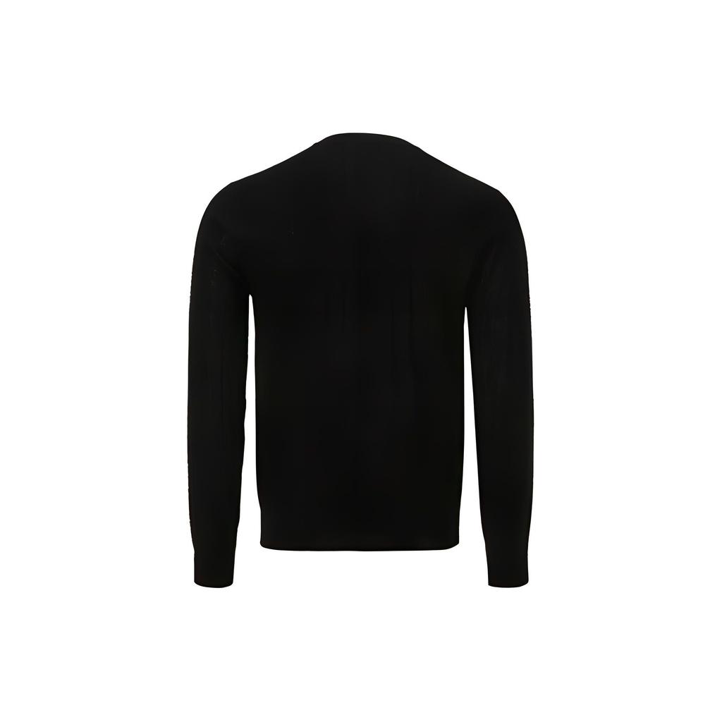 Emporio Armani Solid Color Crew Neck Ribbed Knit Sweater Men Sweater Black 3K1MX9-1MZSZ-0031