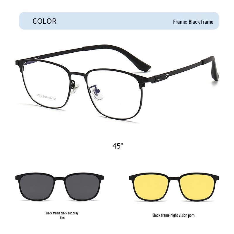 Unisex korejské magnetické klipové brýle: Sluneční brýle pro denní a noční vidění, kompatibilní s dioptrickými brýlemi.