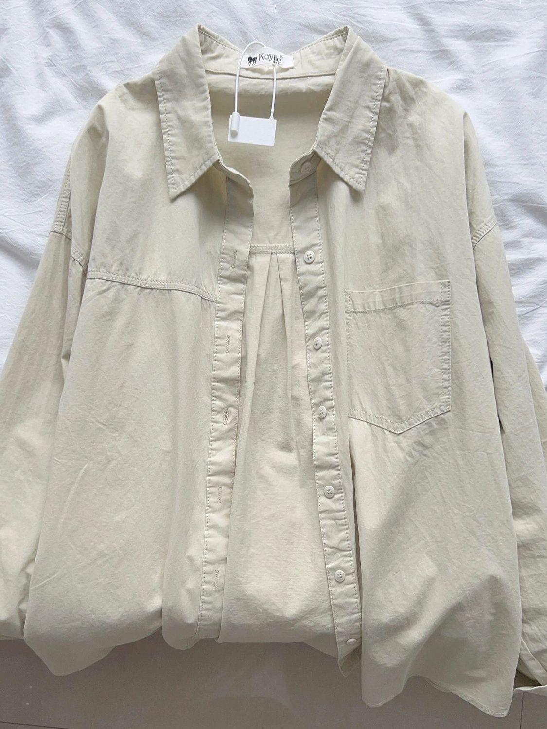 

Women s 100% Pure Cotton Long Sleeve Dopamine Shirt - Loose Fit, Versatile, Slimming Autumn Top Extra Large