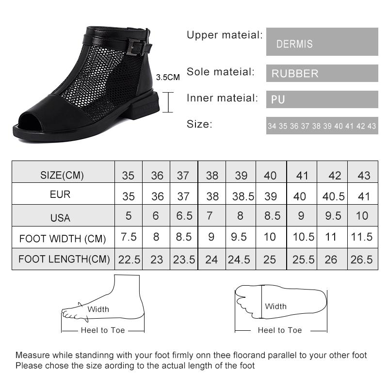 Fashion AIYUQI Sandals Women Hollow Summer Genuine Leather Mesh Women Sandals Open Toe Large Size 35-43 Low-heel Sandals Ladies Black