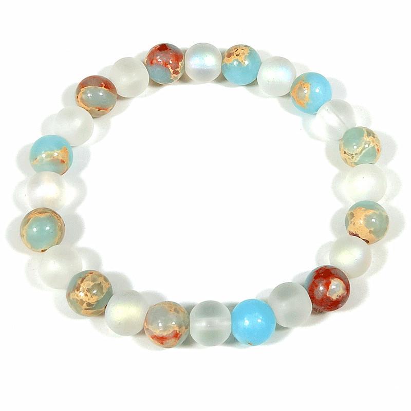 Bracciale in Cristallo Satinato con Pietra Shoushan Xi Yin TK - Sette Colori