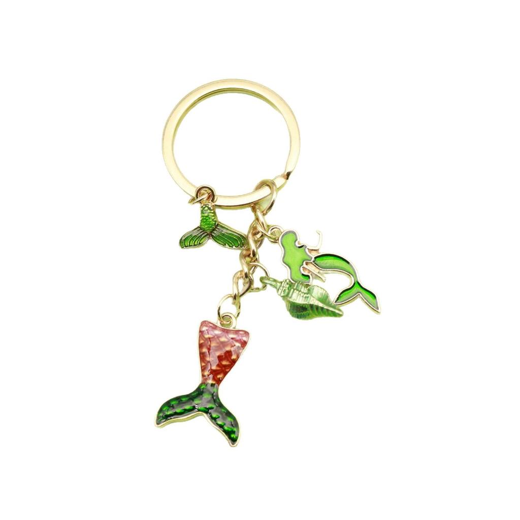 New Ocean Series Mermaid, Starfish & Turtle Keychain - Drip Oil Style for Backpack or Car Pendant