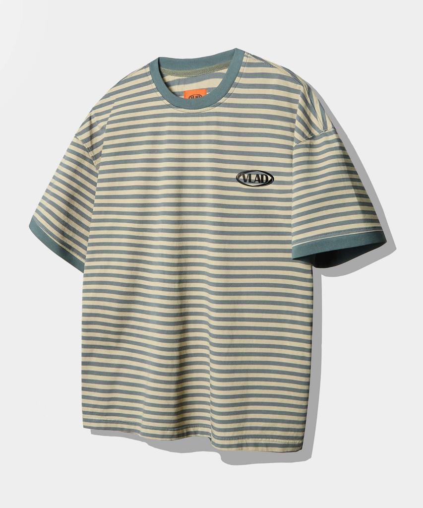 Dimiteulibeullaeg Vlad Blend Stripe Ringer Short Sleeve T-Shirt_Yellow & Green