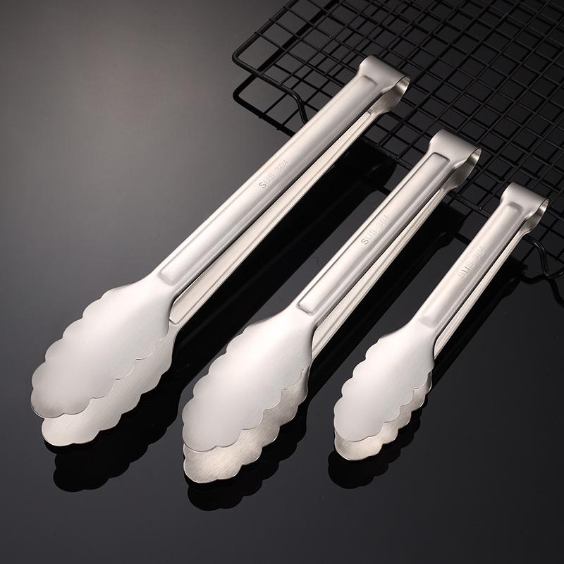 304 Edelstahl Einteilige Sandgestrahlte Lebensmittelzange für Küche, Grill, Steak und Buffet.