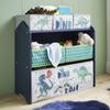 GINGER HOME DINOSAUR Children's Bookshelf, Toy Organizer with Storage Bins, MDF Wood, 63x30x60 Cm, Blue and Green