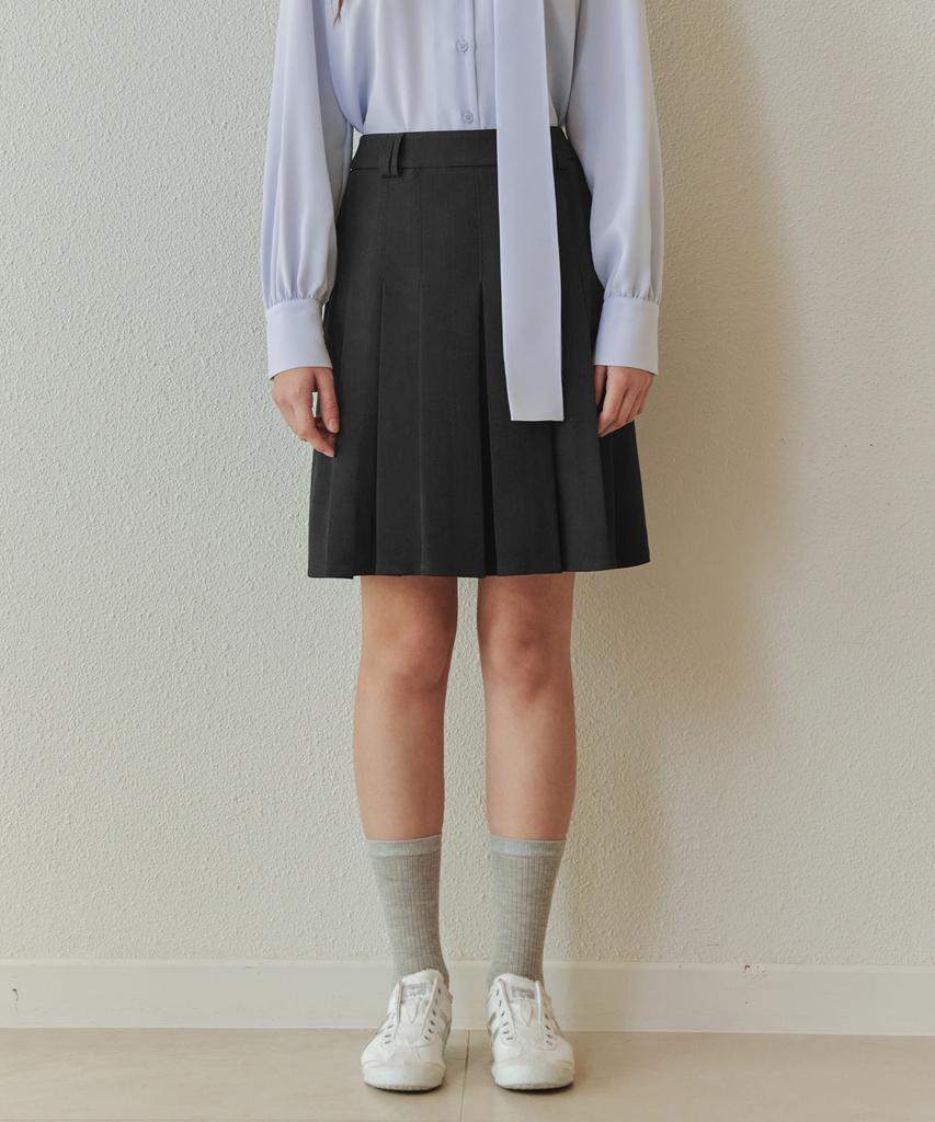 ZEROSTREET Basic Pleated Skirt / Charcoal