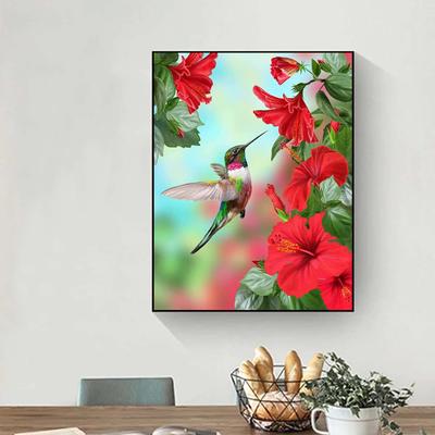 Pintura de diamante 5D Diy, conjunto de punto de cruz de colibríes y néctar, bordado completo de diamantes, arte mosaico, imagen de diamantes de imitación, regalo de decoración