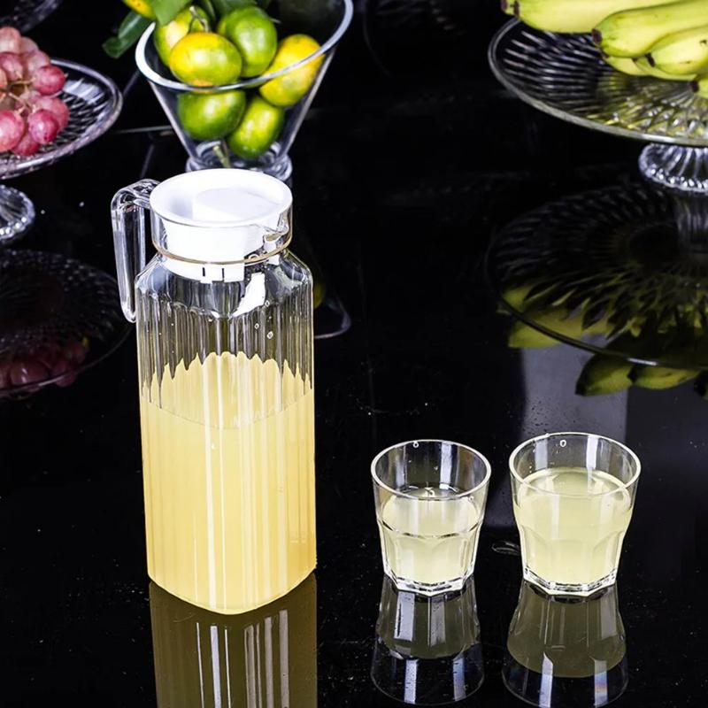 Large Capacity Household Kettle Plastic Transparent Water Bottle Striped Kettle For Storing Fresh Juice And Beverages In The Kitchen Refrigerator