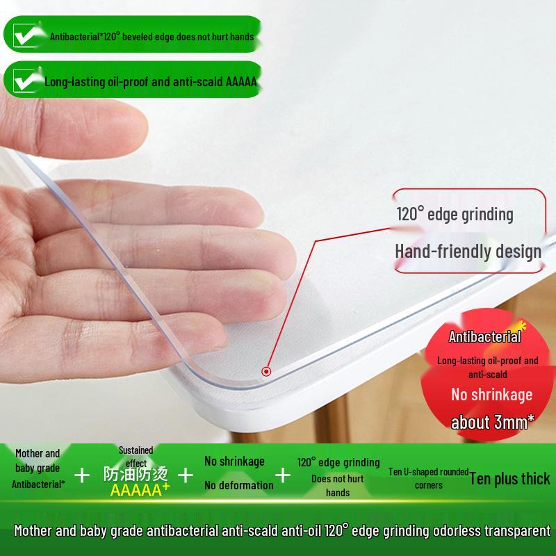 Transparent PVC Table Mat: Waterproof, Oil-Proof, Scald-Proof, Dirt-Resistant Soft Glass Protector for Dining Table and TV Cabinet.